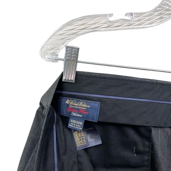 Brooks Brothers Golden Fleece Madison Pants Pleated Cuffed Stripe Gray Men Sz 34 Pants